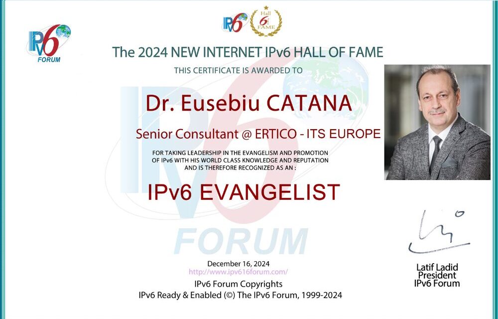 Dr Catana, Head of Transport for Logistics at ERTICO receives the 2024 IPv6 Hall of Fame