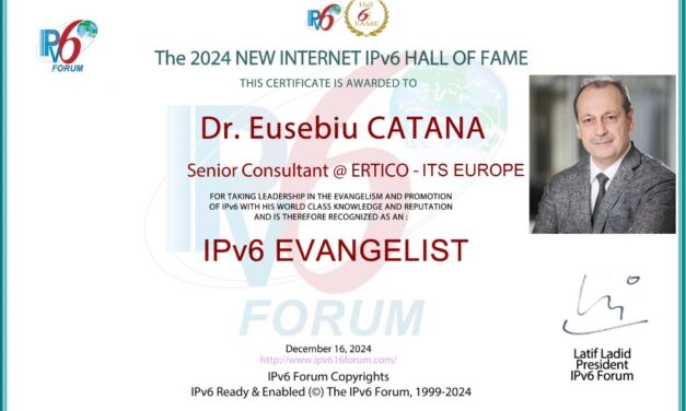 Dr Catana, Head of Transport for Logistics at ERTICO receives the 2024 IPv6 Hall of Fame